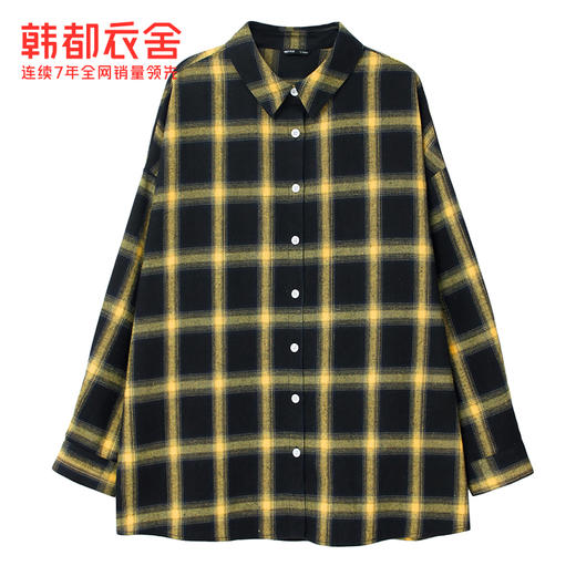 韩都衣舍新款女装韩版宽松休闲格子长袖衬衫MY1248沐 商品图4