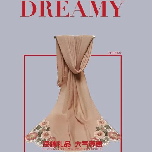 优品堂“樱恋荷花” 高档羊毛镂空刺绣围巾披肩两用 商品图8