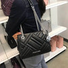 LA现货 黑色1个 Michael Kors MK  VIVIANNE 小羊皮 经典款菱格银色链条包大号 商品缩略图0