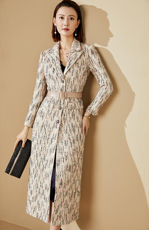 “博物馆”J20394664颈袖添香秋冬季新款女装时尚修身梭织过膝中长款外套风衣 商品图0