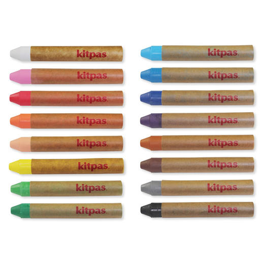 【日本进口】kitpas水溶性纸包16色蜡笔 可擦拭可水洗可调色安全蜡笔 商品图2