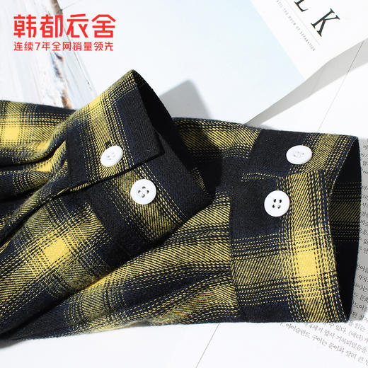 韩都衣舍新款女装韩版宽松休闲格子长袖衬衫MY1248沐 商品图3