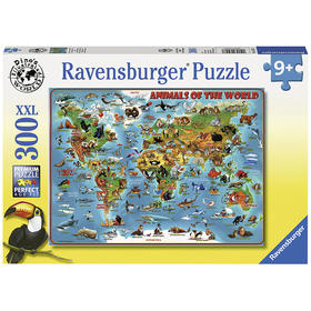 Ravensburger拼图 平面拼图300片世界动物地图RAVC132577