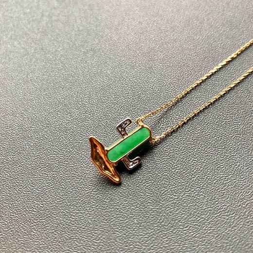 冰种阳绿翡翠仙人掌锁骨链18k黄金白金钻石镶嵌 商品图4