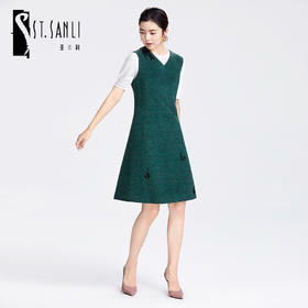 圣三利秋冬装显瘦修身A字连衣裙SL1937148