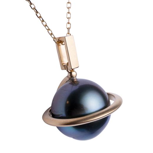 LUCINE 开普勒大溪地黑珍珠18K黄金吊坠项链女设计锁骨链圣诞礼物 商品图4