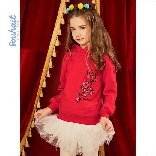 【清仓】【清仓】水孩儿女童中式连帽卫衣2022春秋季中大童盘扣卫衣中国风潮唐装 商品图3