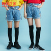 [IP联名]韩都衣舍2021夏装新款蓝色翻边印花短裤牛仔裤女EB0129璎 商品缩略图2