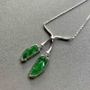 冰种阳绿辣色翡翠叶子项链18k白金钻石镶嵌 商品缩略图4