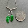 冰种阳绿辣色翡翠叶子项链18k白金钻石镶嵌 商品缩略图3