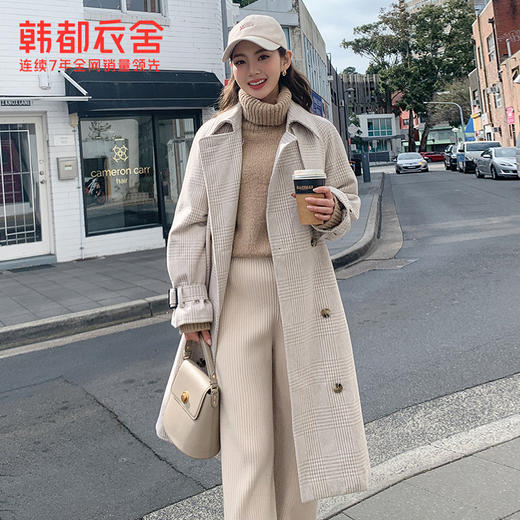 韩都衣舍韩版女装冬装新款宽松格子大衣中长毛呢外套LZ8770璎 商品图1