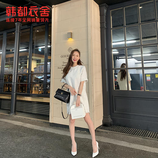 韩都衣舍2021夏装新款小香风时尚chic流苏短款连衣裙PS9013諨 商品图1