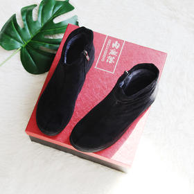 内联升女鞋休闲棉鞋拉链毛绒防滑保暖拉锁棉鞋 4190C