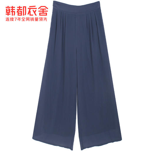 韩都衣舍2021夏新款女裤韩版温柔风垂感雪纺阔腿休闲裤GQ10380耒 商品图4