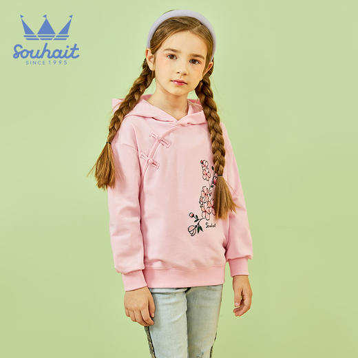 【清仓】【清仓】水孩儿女童中式连帽卫衣2022春秋季中大童盘扣卫衣中国风潮唐装 商品图0