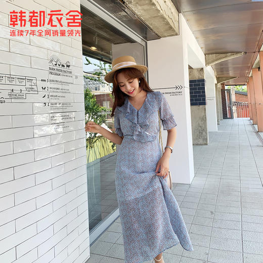 韩都衣舍2021夏装新款女装仙女雪纺茶歇裙chic连衣裙PV9171勝 商品图0