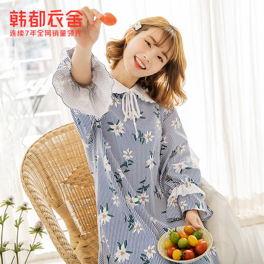 韩都衣舍2019春装新款女装韩版碎花甜美拼接宽松连衣裙OM88015槿 商品图2