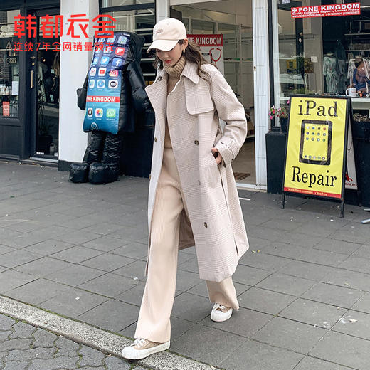 韩都衣舍韩版女装冬装新款宽松格子大衣中长毛呢外套LZ8770璎 商品图2