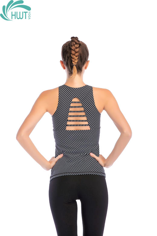 【新年买一赠一】华威特 瑜伽黑白条型圆领背心 商品图3