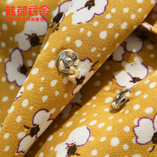 韩都衣舍韩版女网红翻领系带碎花气质连衣裙PT9164 商品图3