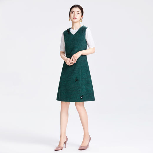 圣三利秋冬装显瘦修身A字连衣裙SL1937148 商品图1