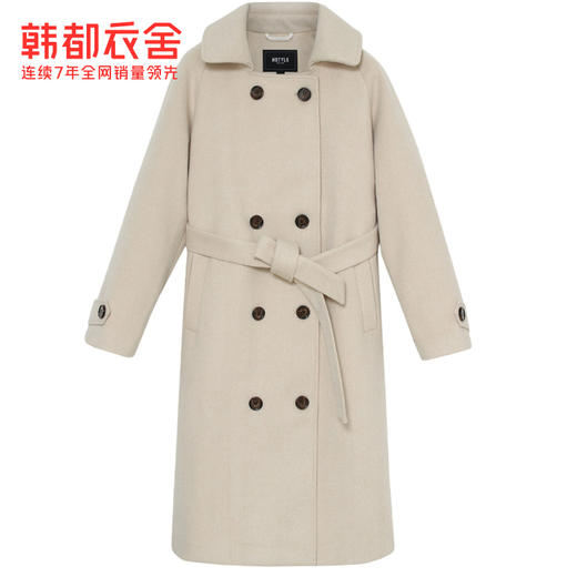 韩都衣舍2019韩版女装冬装新款显瘦纯色双排扣毛呢外套NH0895煜 商品图4