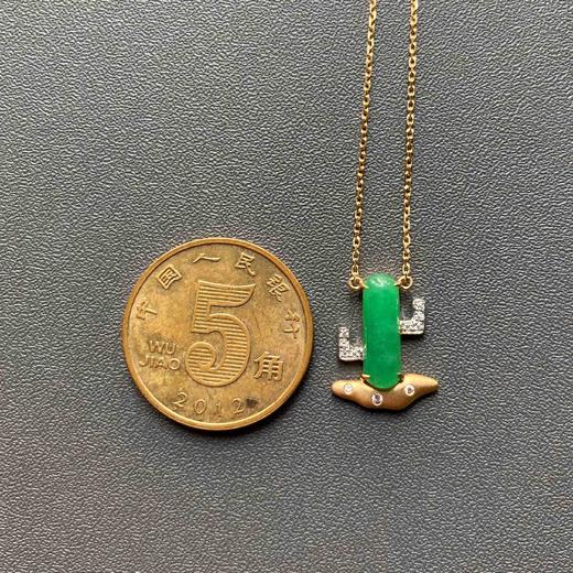 冰种阳绿翡翠仙人掌锁骨链18k黄金白金钻石镶嵌 商品图3