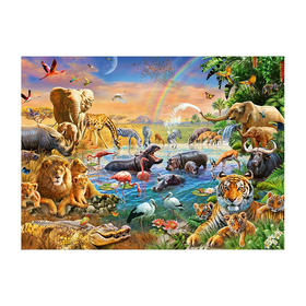 Ravensburger拼图 平面拼图100片水潭边的野生动物RAVC129102
