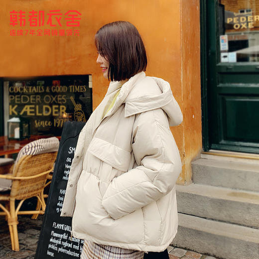 韩都衣舍2019冬新款女韩版学生短款小个子宽松连帽羽绒服IG8467僥 商品图0