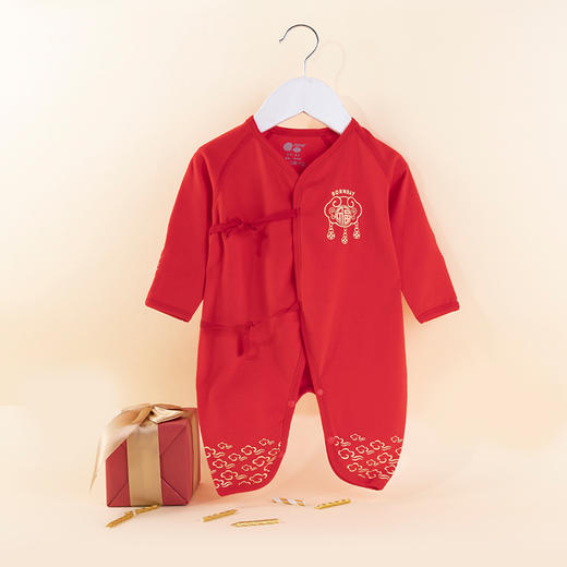 贝贝怡宝宝满月服婴儿服新年中国风春秋连体衣哈衣BB1257 商品图1
