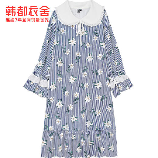 韩都衣舍2019春装新款女装韩版碎花甜美拼接宽松连衣裙OM88015槿 商品图4