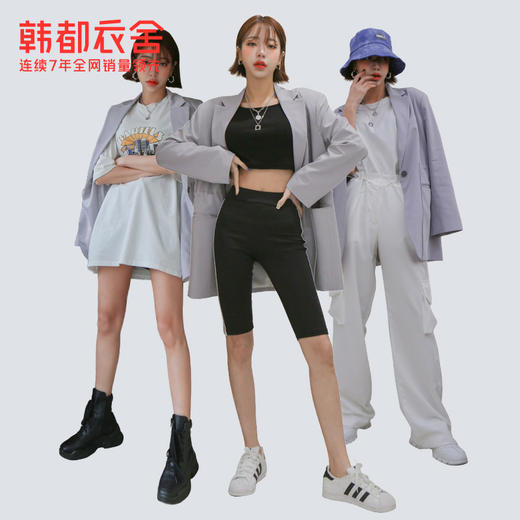 韩都衣舍2021春季新款西装外套女韩版学生抽绳休闲运动网红小西服 商品图3