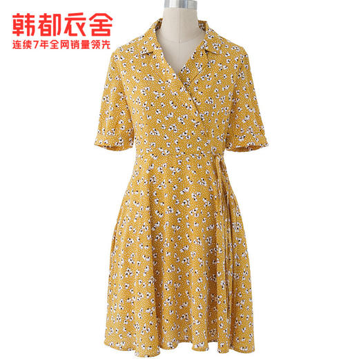 韩都衣舍韩版女网红翻领系带碎花气质连衣裙PT9164 商品图4