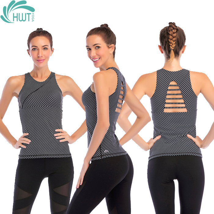 【新年买一赠一】华威特 瑜伽黑白条型圆领背心