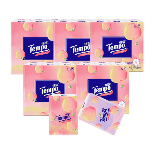 得宝（Tempo）纸巾甜心桃味手帕纸4层7片12小包/提*5提 共60包 商品图1