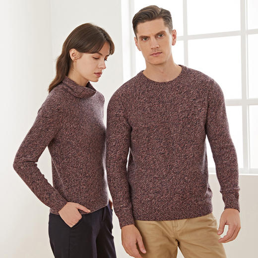 METTE羊绒世家秋冬男士100%山羊绒衫时尚夹花偏厚保暖针织毛衣 商品图1