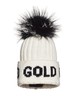 Goldbergh - Hodd, Knitted Beanie Real Raccoon Fur - White - 女装 - 毛线帽 - 白色/黑色 商品缩略图0