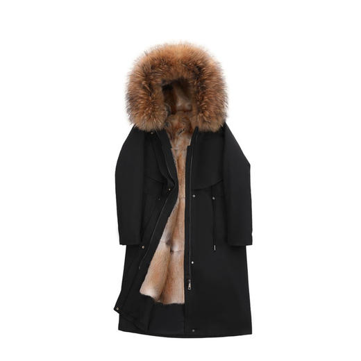 CJ-2020新款青根貂整皮内胆貉子大毛领女士派克服 商品图1