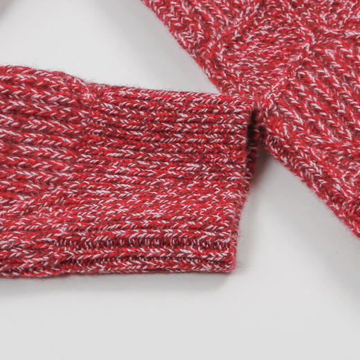 METTE羊绒世家冬女圆领100%山羊绒时尚绞花红白混色保暖针织毛衣 商品图3