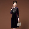 JY-211新款金丝绒复古气质大码妈妈婚宴礼服加绒连衣裙 商品缩略图3