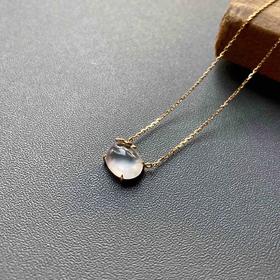 玻璃种翡翠蛋面红樱桃锁骨链18k黄金红碧玺镶嵌