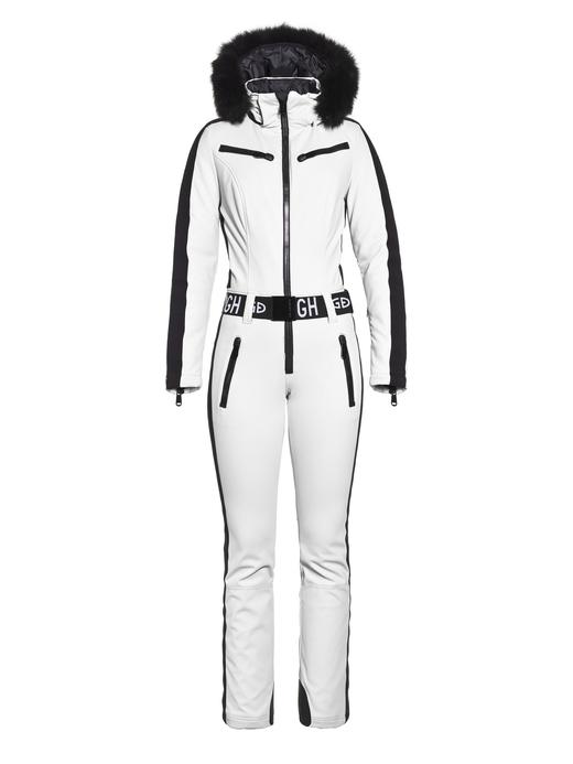 Goldbergh - Empress Jumpsuit Real Fox Fur Ladies Knitted - White - 女装 - 连体滑雪服 - 白色/黑色 商品图1
