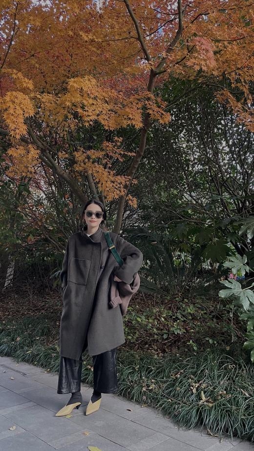 HIDEMI 羊驼毛大口袋简约设计感小立领大衣 商品图10