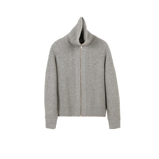 METTE羊绒世家秋冬女士100%山羊绒外套加厚保暖针织开衫镂空外套 商品图7