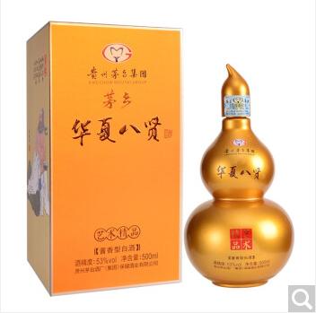 【贵州茅台集团】华夏八贤 53度酱香型白酒500ml* 8瓶礼盒装金瓶 商品图2