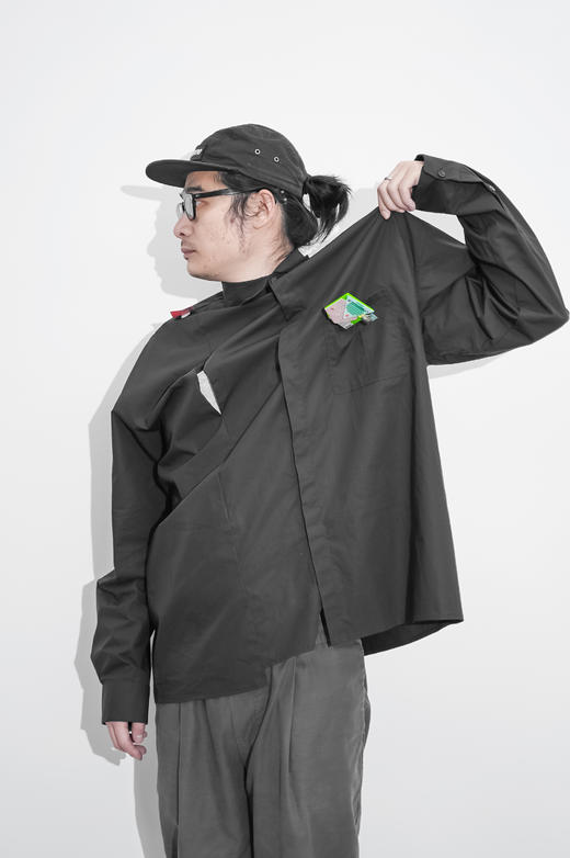 贡缎斜领衬衣-十点睡觉X张宇飞 商品图8