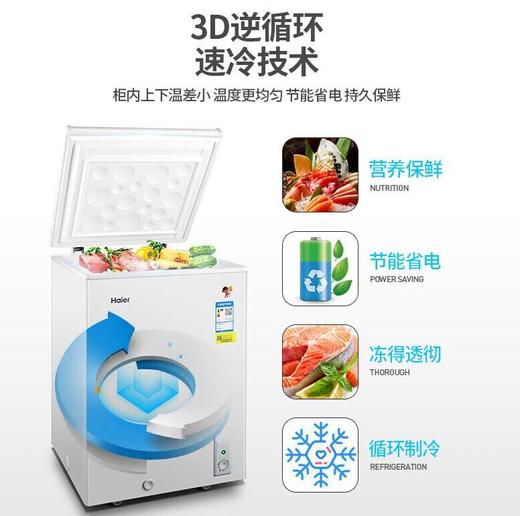 【海尔冰柜】*Haier/海尔100升节能冷藏冷冻转换卧式家用小型冷柜BC/BD-100HD 商品图1