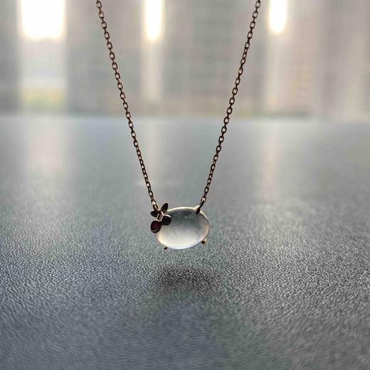 玻璃种翡翠蛋面红樱桃锁骨链18k黄金红碧玺镶嵌 商品图10