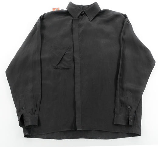 亚麻缎不对称黑衬衣(无别针款）-十点睡觉X张宇飞 商品图1