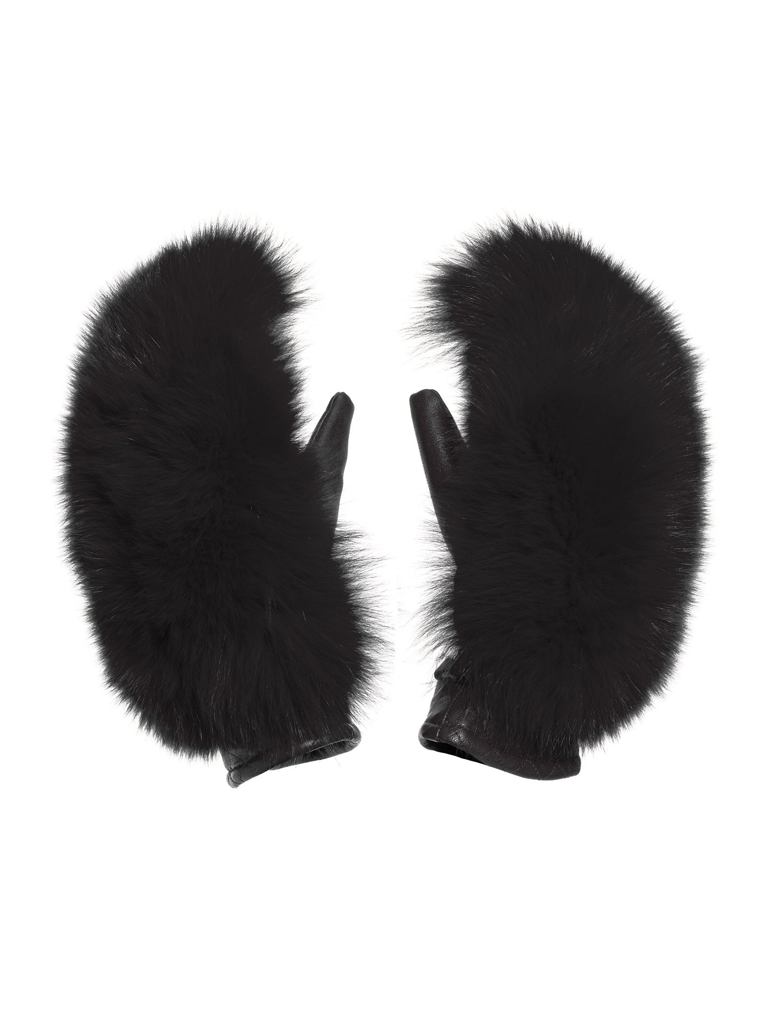 Goldbergh - HANDO mittens fox fur - black  - 戈德堡 - 手套 - 黑色